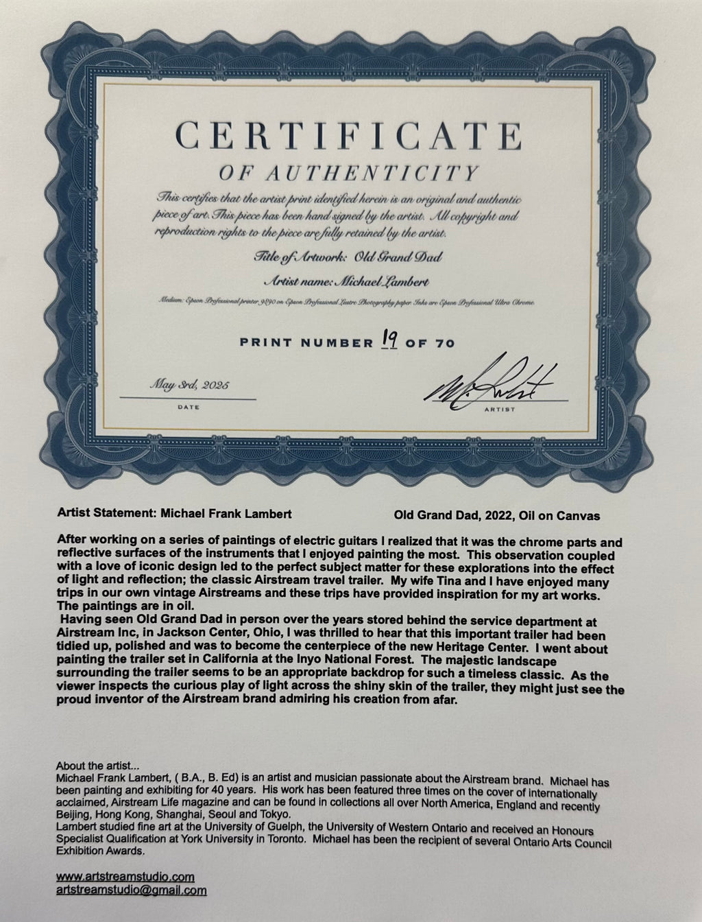 "Old Grand Dad" Limited Edition Print by Michael Lambert